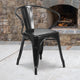 Black |#| Black Metal Indoor-Outdoor Chair with Arms - Restaurant Chair - Bistro Chair