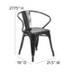 Black |#| Black Metal Indoor-Outdoor Chair with Arms - Restaurant Chair - Bistro Chair