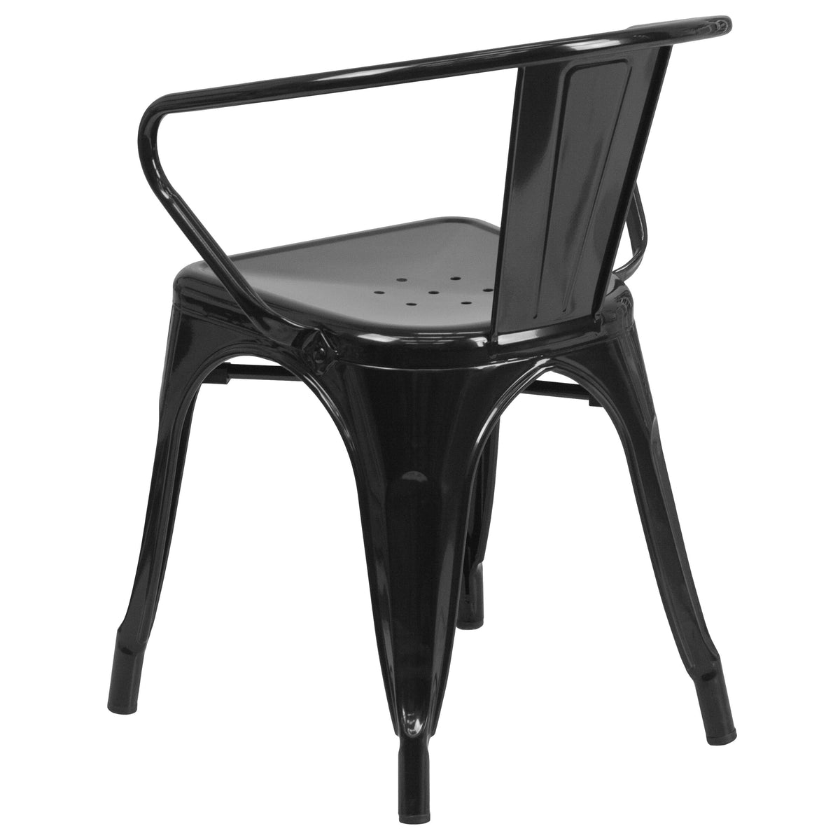 Black |#| Black Metal Indoor-Outdoor Chair with Arms - Restaurant Chair - Bistro Chair