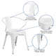 White |#| White Metal Indoor-Outdoor Chair with Arms - Restaurant Furniture