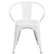 White |#| White Metal Indoor-Outdoor Chair with Arms - Restaurant Furniture