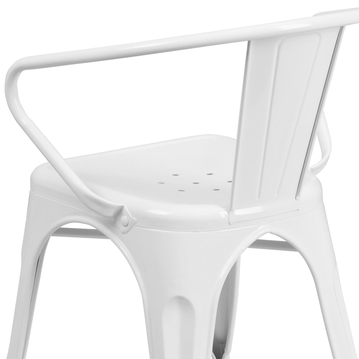 White |#| White Metal Indoor-Outdoor Chair with Arms - Restaurant Furniture