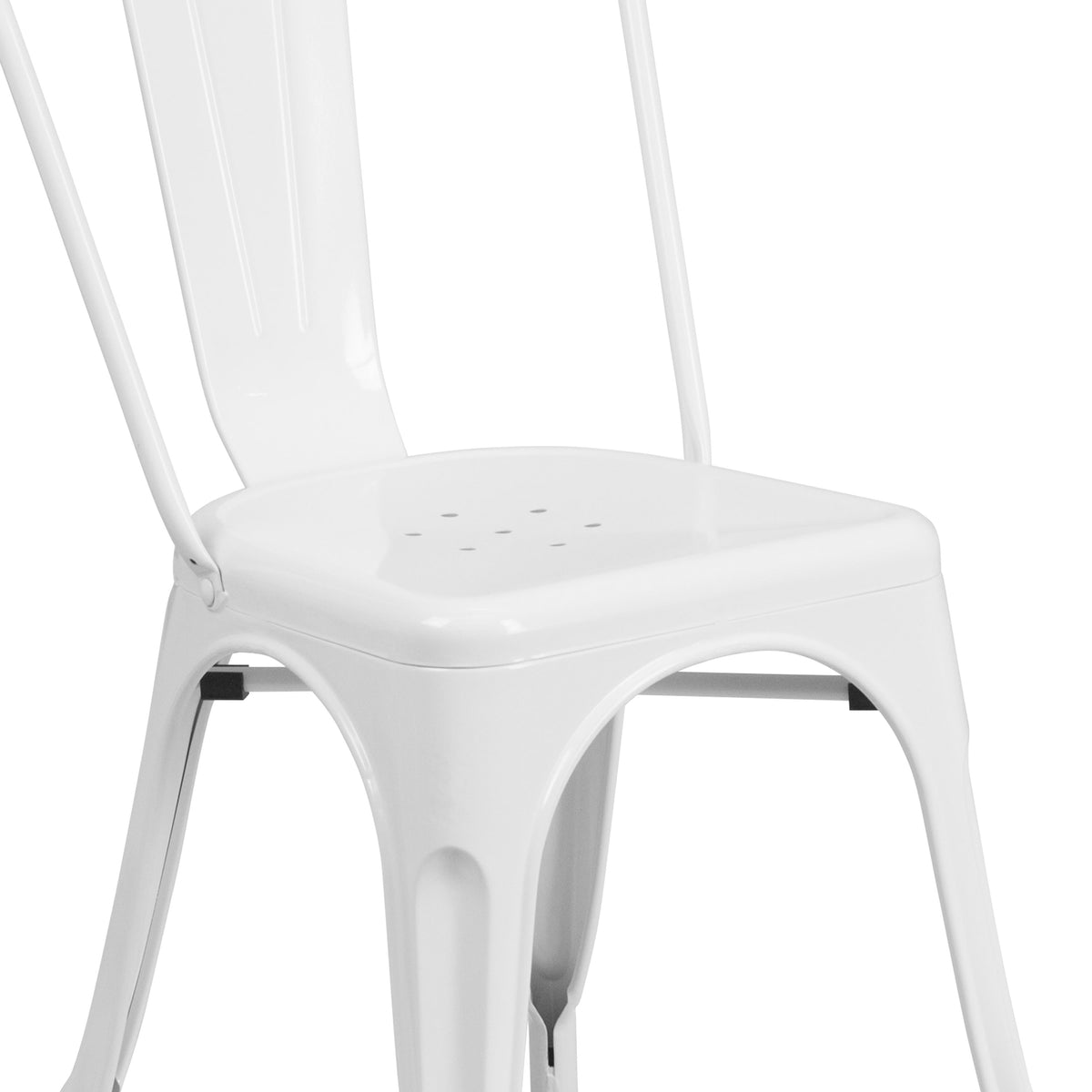 White |#| White Metal Indoor-Outdoor Stackable Chair - Restaurant Chair - Bistro Chair