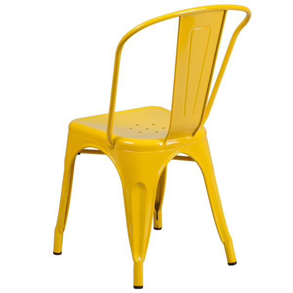 Yellow |#| Yellow Metal Indoor-Outdoor Stackable Chair - Restaurant Chair - Bistro Chair