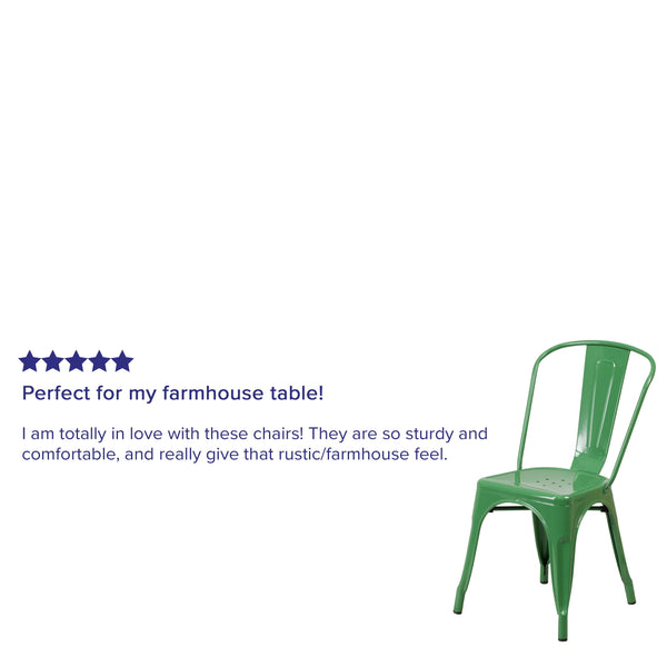 Green |#| Green Metal Indoor-Outdoor Stackable Chair - Restaurant Chair - Bistro Chair