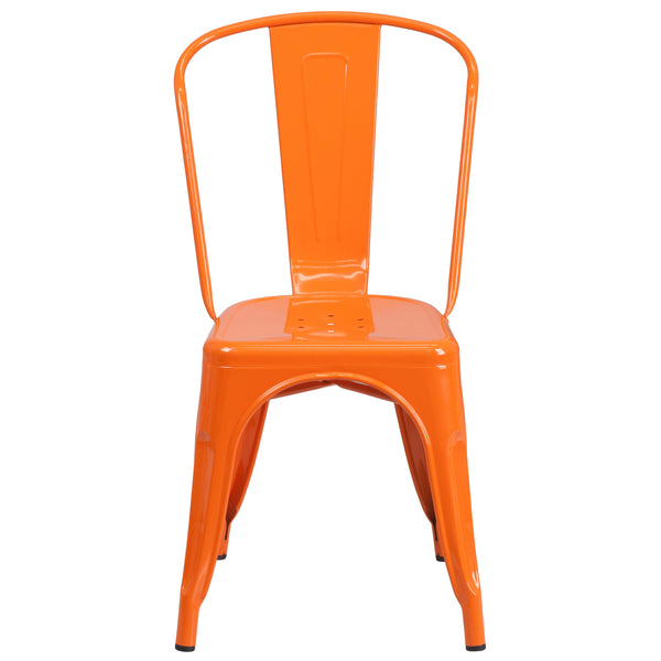 Orange |#| Orange Metal Indoor-Outdoor Stackable Chair - Restaurant Chair - Bistro Chair