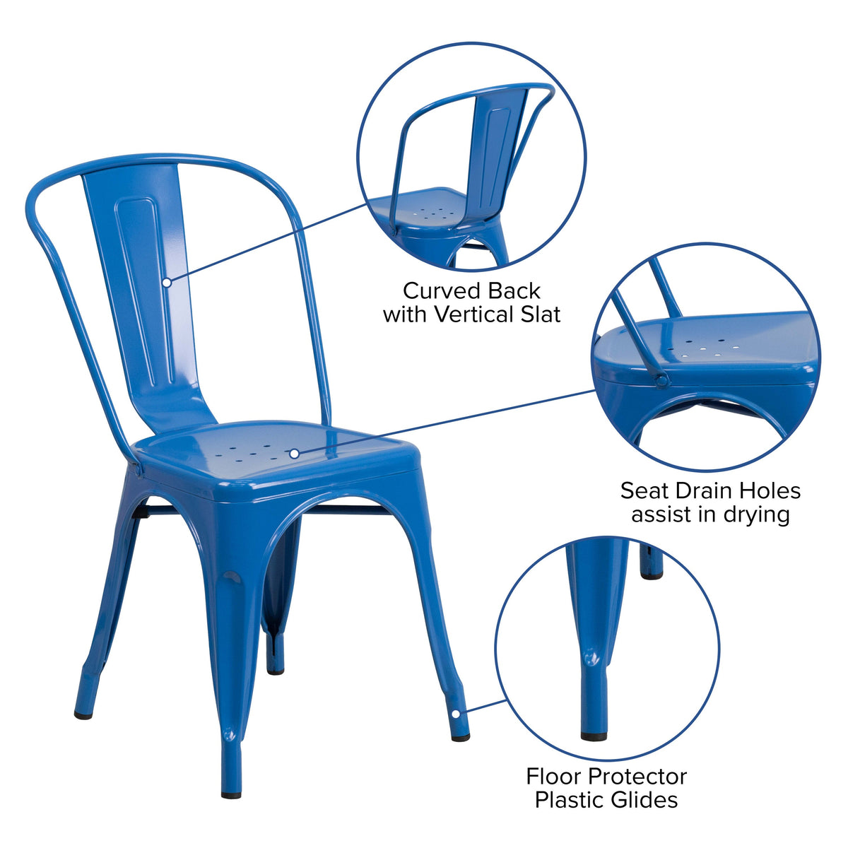 Blue |#| Blue Metal Indoor-Outdoor Stackable Chair - Restaurant Chair - Bistro Chair