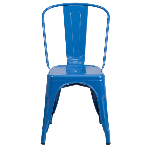 Blue |#| Blue Metal Indoor-Outdoor Stackable Chair - Restaurant Chair - Bistro Chair