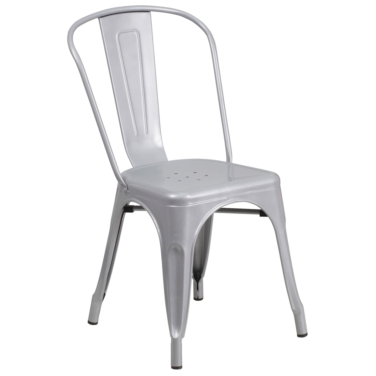 Silver |#| Silver Metal Indoor-Outdoor Stackable Chair - Restaurant Chair - Bistro Chair