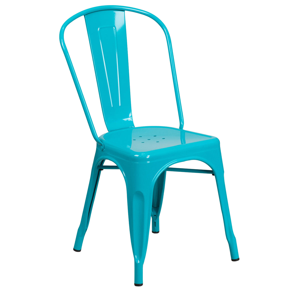 Crystal Teal-Blue |#| Crystal Teal-Blue Metal Indoor-Outdoor Stackable Chair - Kitchen Furniture