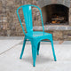 Crystal Teal-Blue |#| Crystal Teal-Blue Metal Indoor-Outdoor Stackable Chair - Kitchen Furniture