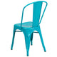 Crystal Teal-Blue |#| Crystal Teal-Blue Metal Indoor-Outdoor Stackable Chair - Kitchen Furniture