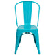 Crystal Teal-Blue |#| Crystal Teal-Blue Metal Indoor-Outdoor Stackable Chair - Kitchen Furniture