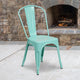 Mint Green |#| Mint Green Metal Indoor-Outdoor Stackable Chair - Kitchen Furniture - Cafe Chair