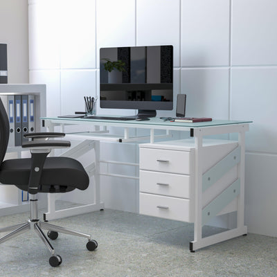 Computer Desk with Three Drawer Pedestal - View 2