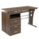 Rustic Walnut |#| Rustic Walnut Desk with Three Drawer Single Pedestal and Pull-Out Keyboard Tray