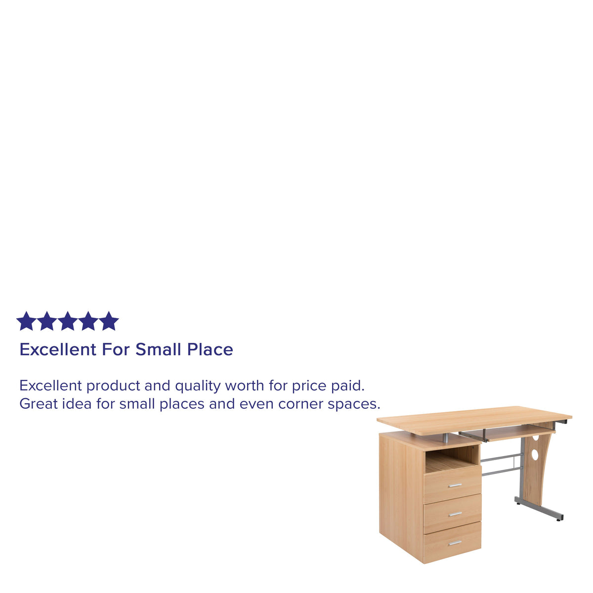 Maple |#| Maple Desk with Three Drawer Single Pedestal and Pull-Out Keyboard Tray