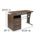 Rustic Walnut |#| Rustic Walnut Desk with Three Drawer Single Pedestal and Pull-Out Keyboard Tray