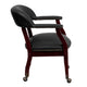 Black LeatherSoft |#| Black LeatherSoft Conference Chair w/Accent Nail Trim &Casters - Side Chair