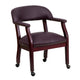 Burgundy LeatherSoft |#| Burgundy LeatherSoft Conference Chair w/Accent Nail Trim &Casters - Side Chair