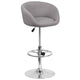 Gray Fabric |#| Gray Fabric Adjustable Height Barstool with Barrel Back and Chrome Base