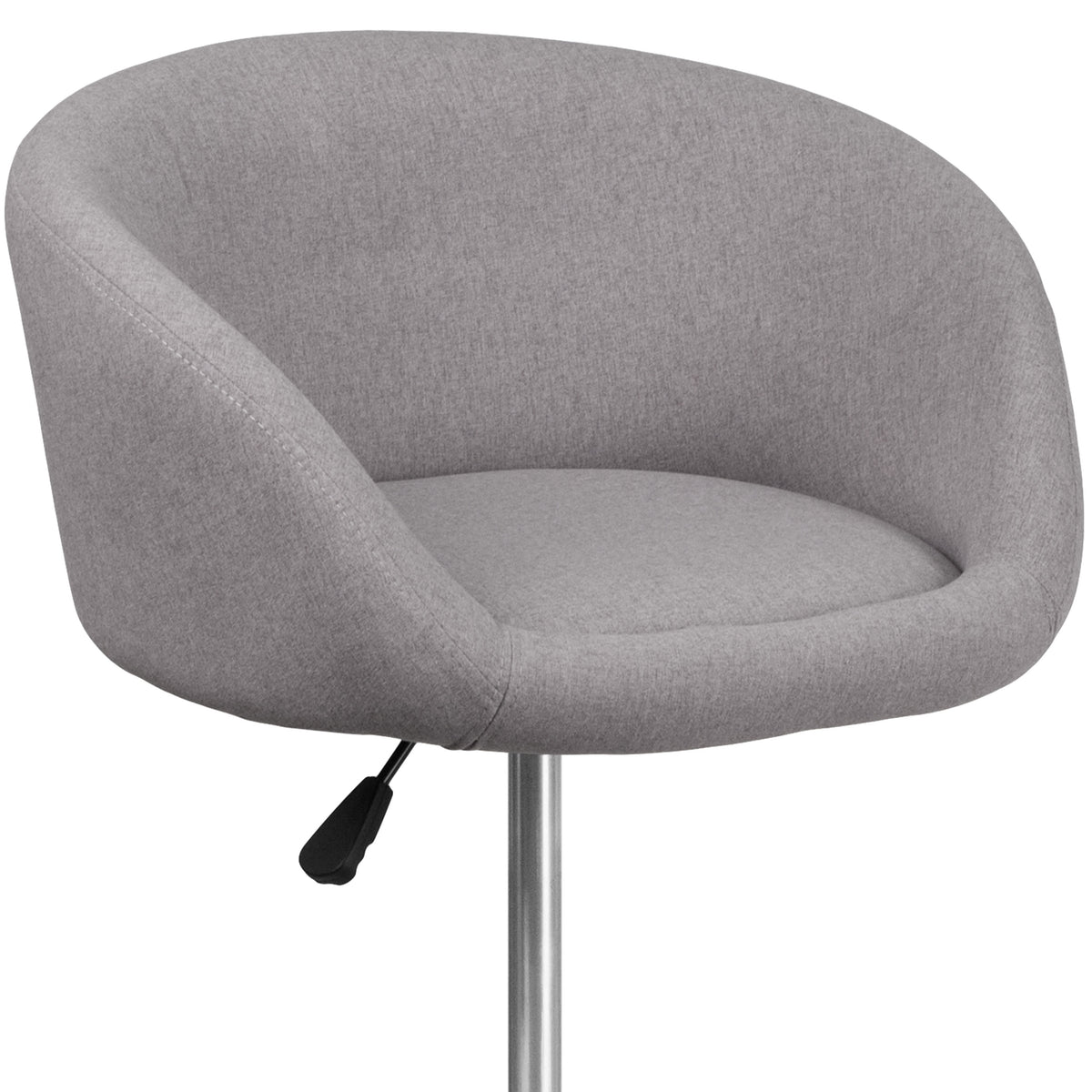 Gray Fabric |#| Gray Fabric Adjustable Height Barstool with Barrel Back and Chrome Base