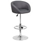 Gray Vinyl |#| Gray Vinyl Adjustable Height Barstool with Barrel Back and Chrome Base
