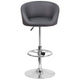 Gray Vinyl |#| Gray Vinyl Adjustable Height Barstool with Barrel Back and Chrome Base
