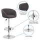 Charcoal Fabric |#| Charcoal Fabric Adjustable Height Barstool with Barrel Back and Chrome Base