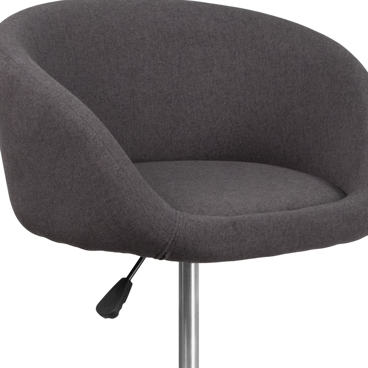 Charcoal Fabric |#| Charcoal Fabric Adjustable Height Barstool with Barrel Back and Chrome Base