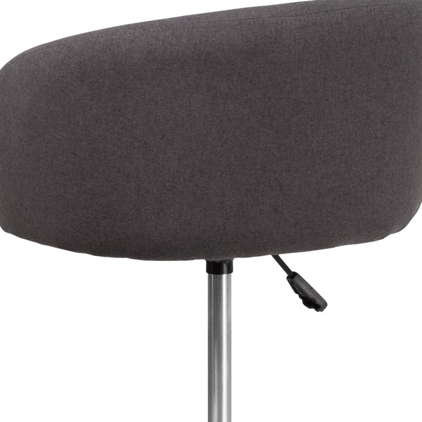 Charcoal Fabric |#| Charcoal Fabric Adjustable Height Barstool with Barrel Back and Chrome Base