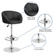 Black Vinyl |#| Black Vinyl Adjustable Height Barstool with Barrel Back and Chrome Base