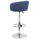 Blue Fabric |#| Blue Fabric Adjustable Height Barstool with Barrel Back and Chrome Base