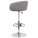 Gray Fabric |#| Gray Fabric Adjustable Height Barstool with Barrel Back and Chrome Base