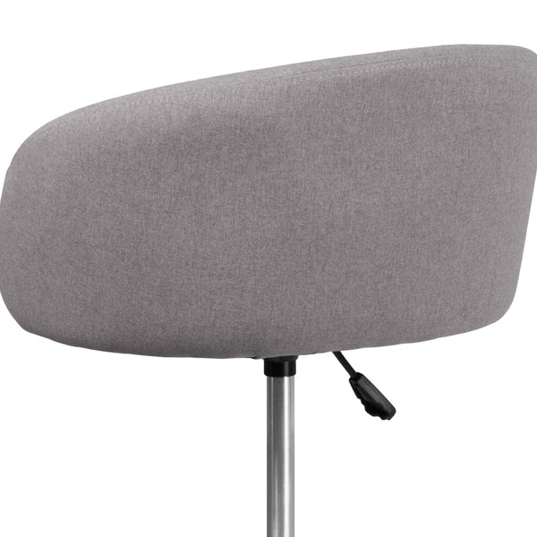 Gray Fabric |#| Gray Fabric Adjustable Height Barstool with Barrel Back and Chrome Base