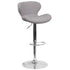 Contemporary Adjustable Height Barstool with Curved Back and Chrome Base