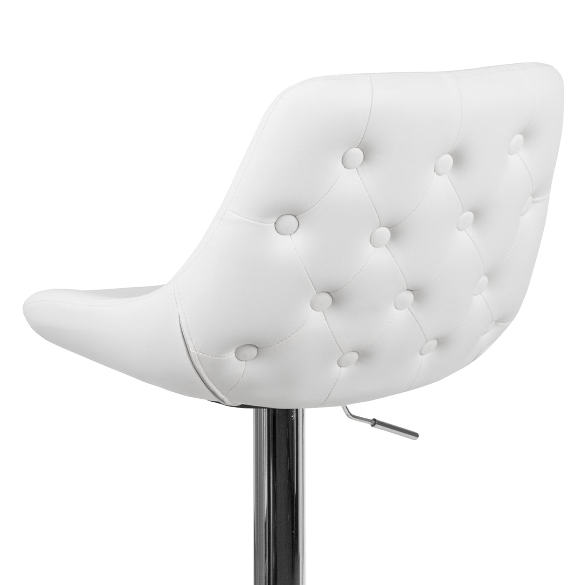 White Vinyl |#| White Vinyl Adjustable Height Gas Lift Swivel Bar Stool - Kitchen Dining Stool