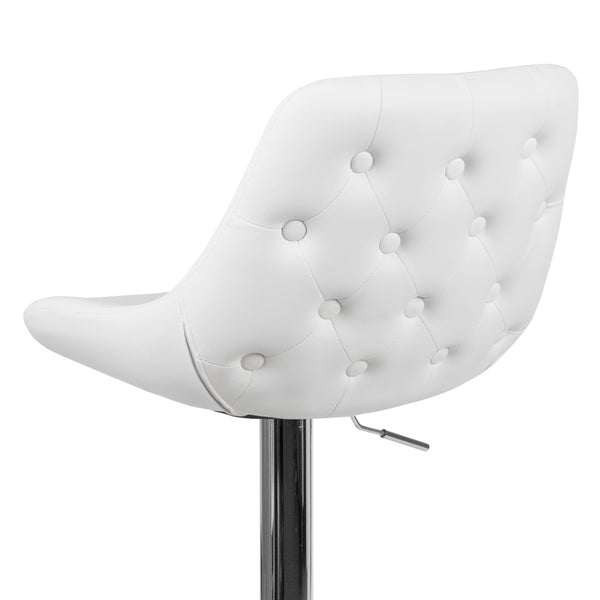 White Vinyl |#| White Vinyl Adjustable Height Gas Lift Swivel Bar Stool - Kitchen Dining Stool