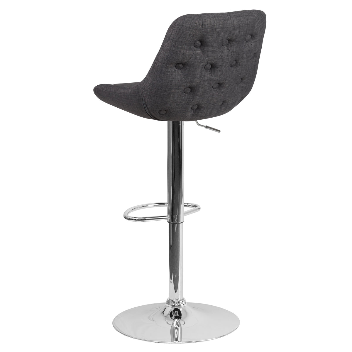 Dark Gray Fabric |#| Dark Gray Fabric Adjustable Height Gas Lift Swivel Bar Stool - Dining Stool