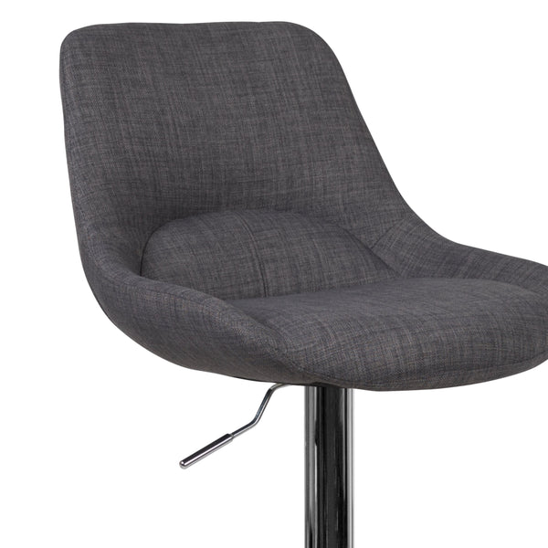 Dark Gray Fabric |#| Dark Gray Fabric Adjustable Height Gas Lift Swivel Bar Stool - Dining Stool