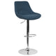 Blue Fabric |#| Blue Fabric Adjustable Height Gas Lift Swivel Bar Stool - Kitchen Dining Stool