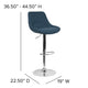 Blue Fabric |#| Blue Fabric Adjustable Height Gas Lift Swivel Bar Stool - Kitchen Dining Stool