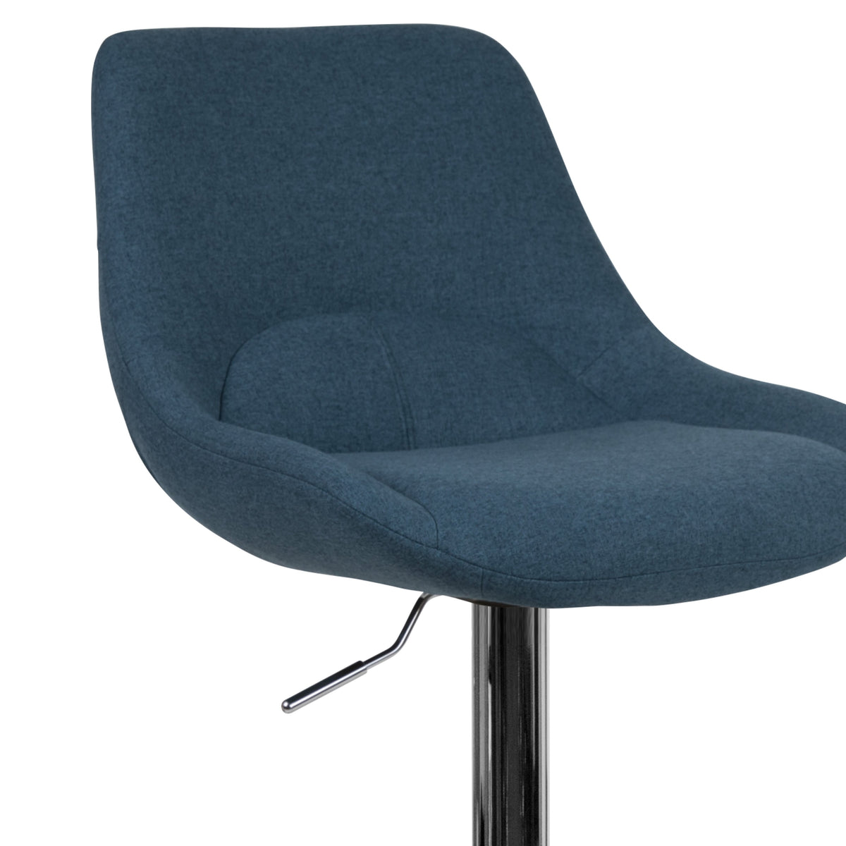 Blue Fabric |#| Blue Fabric Adjustable Height Gas Lift Swivel Bar Stool - Kitchen Dining Stool