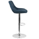 Blue Fabric |#| Blue Fabric Adjustable Height Gas Lift Swivel Bar Stool - Kitchen Dining Stool