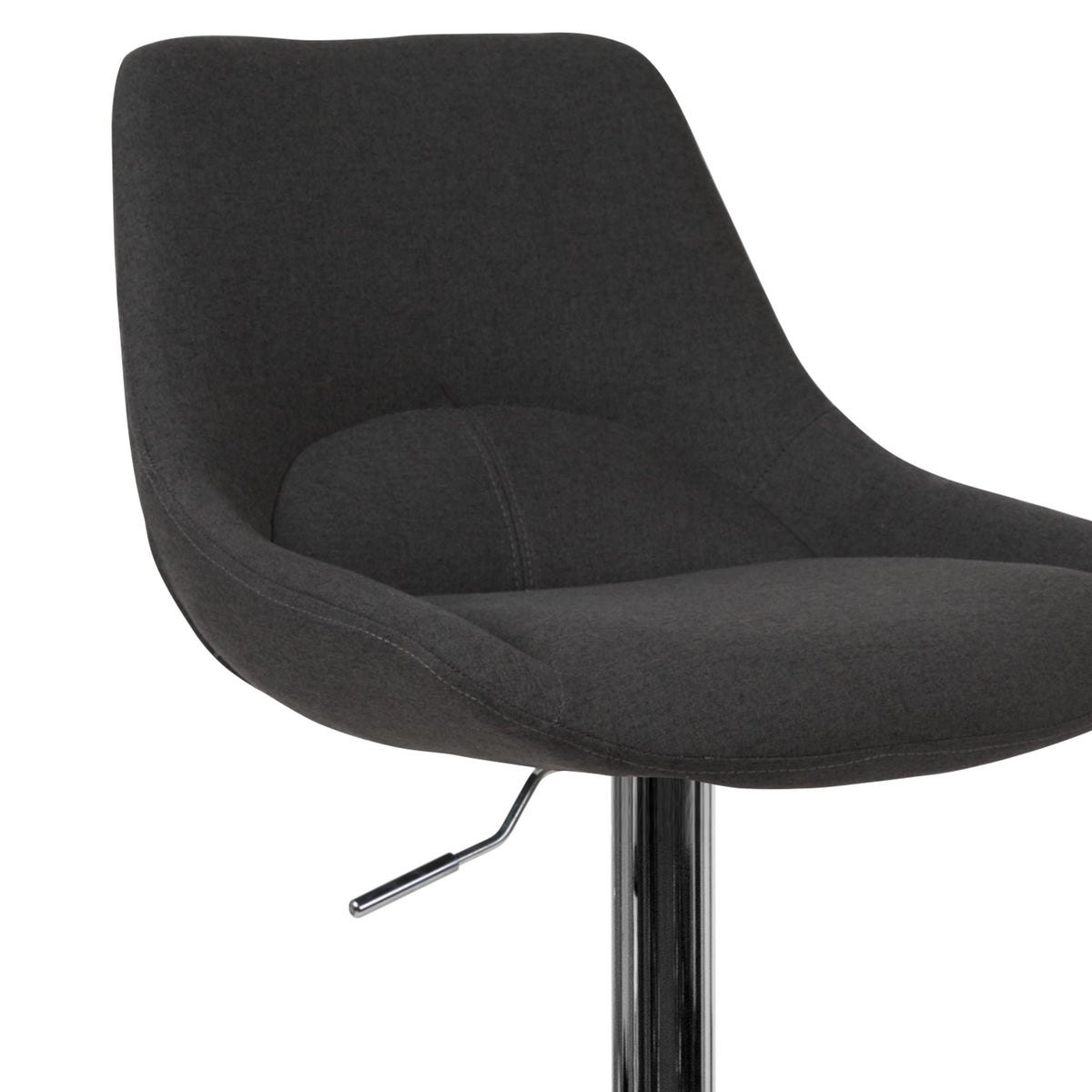 Black Fabric |#| Black Fabric Adjustable Height Gas Lift Swivel Bar Stool - Kitchen Dining Stool