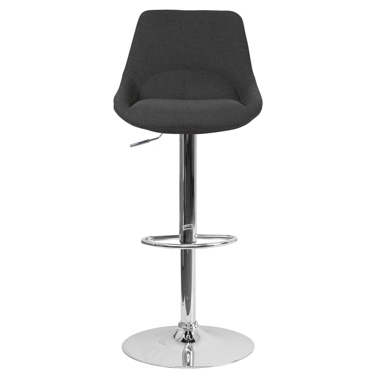 Black Fabric |#| Black Fabric Adjustable Height Gas Lift Swivel Bar Stool - Kitchen Dining Stool