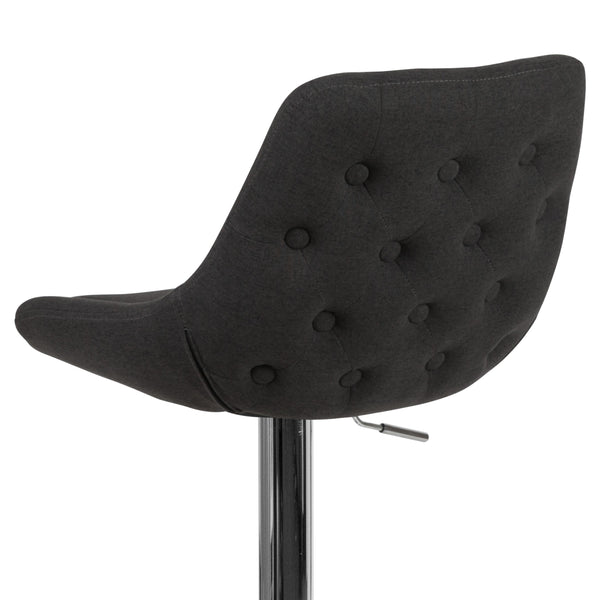 Black Fabric |#| Black Fabric Adjustable Height Gas Lift Swivel Bar Stool - Kitchen Dining Stool