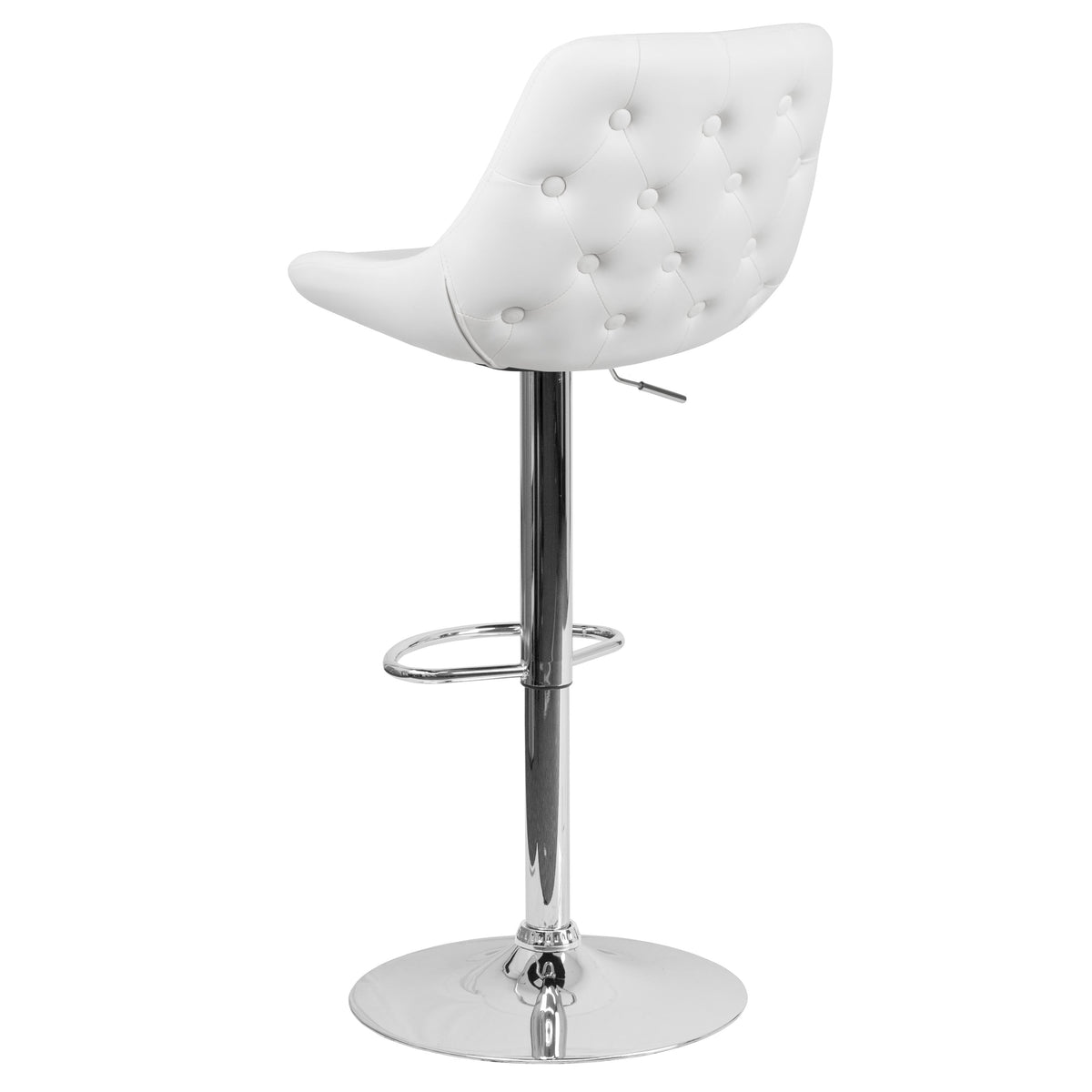 White Vinyl |#| White Vinyl Adjustable Height Gas Lift Swivel Bar Stool - Kitchen Dining Stool