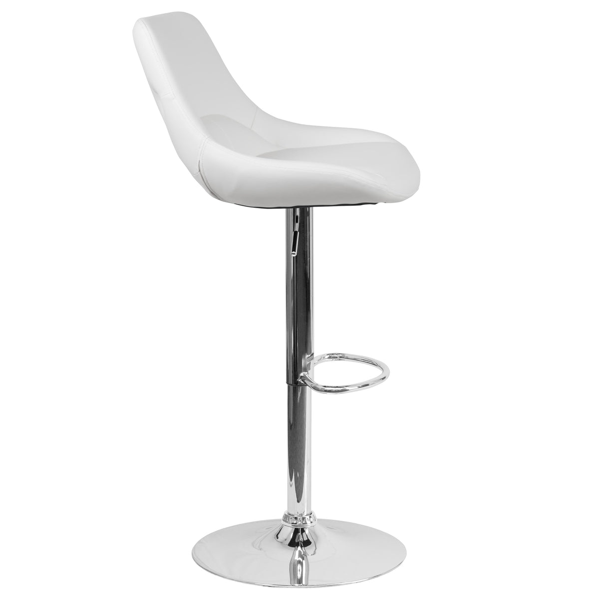 White Vinyl |#| White Vinyl Adjustable Height Gas Lift Swivel Bar Stool - Kitchen Dining Stool