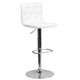 White |#| Contemporary Button Tufted White Vinyl Adjustable Barstool with Chrome Base